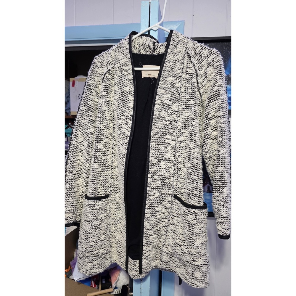 Rebecca Taylor SZ 2 Faux‎ LEATHER Trim Belted Boucle Tweed Coat MSRP $550